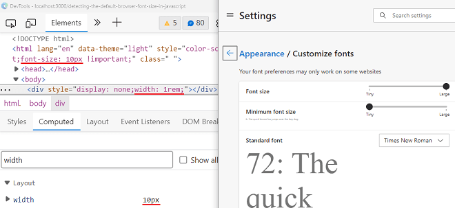 Detecting the default browser font size in JavaScript