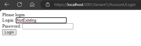 Multi-tenant database - not exisiting user