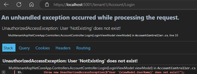 Multi-tenant ASP.NET Core App - connecting to tenant database