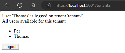 Multi-tenant database - exisiting user for tenant2