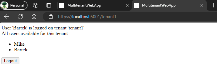 Multi-tenant database - exisiting user for tenant2