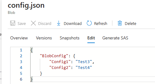Updated blob configuration JSON